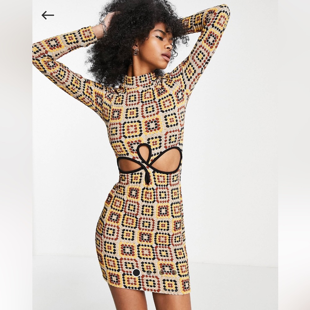 Bershka cut out crochet detail mini dress